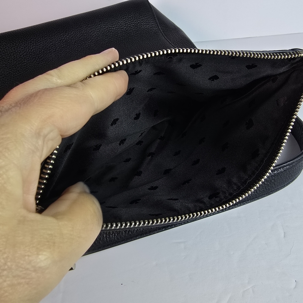 Kate Spade Leila Black Pebbled Leather Flap Shoulder Bag Extra Crossbody Strap - Picture 4 of 16